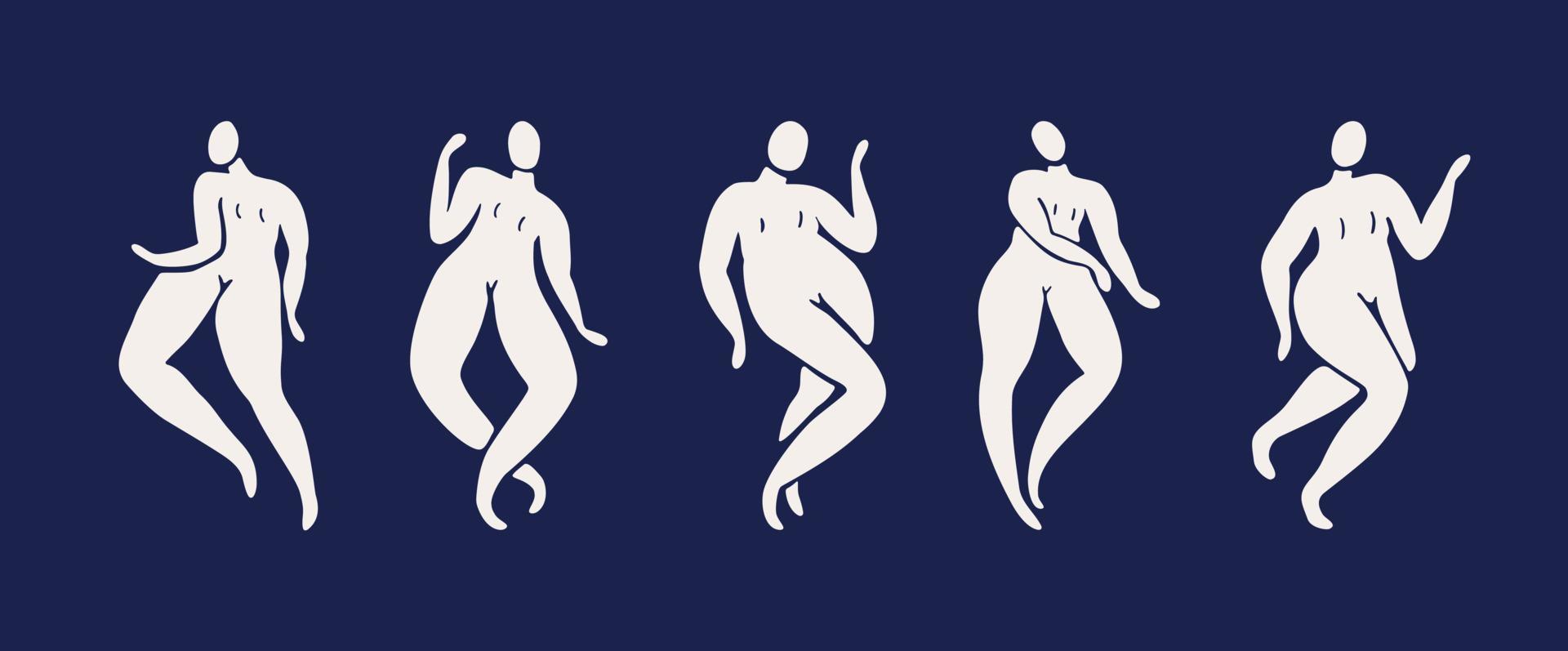 siluetas de mujeres bailando. vector