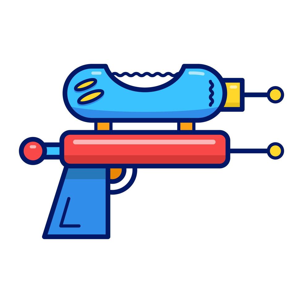 Cartoon retro space blaster, laser weapon or ray gun on white background. vector