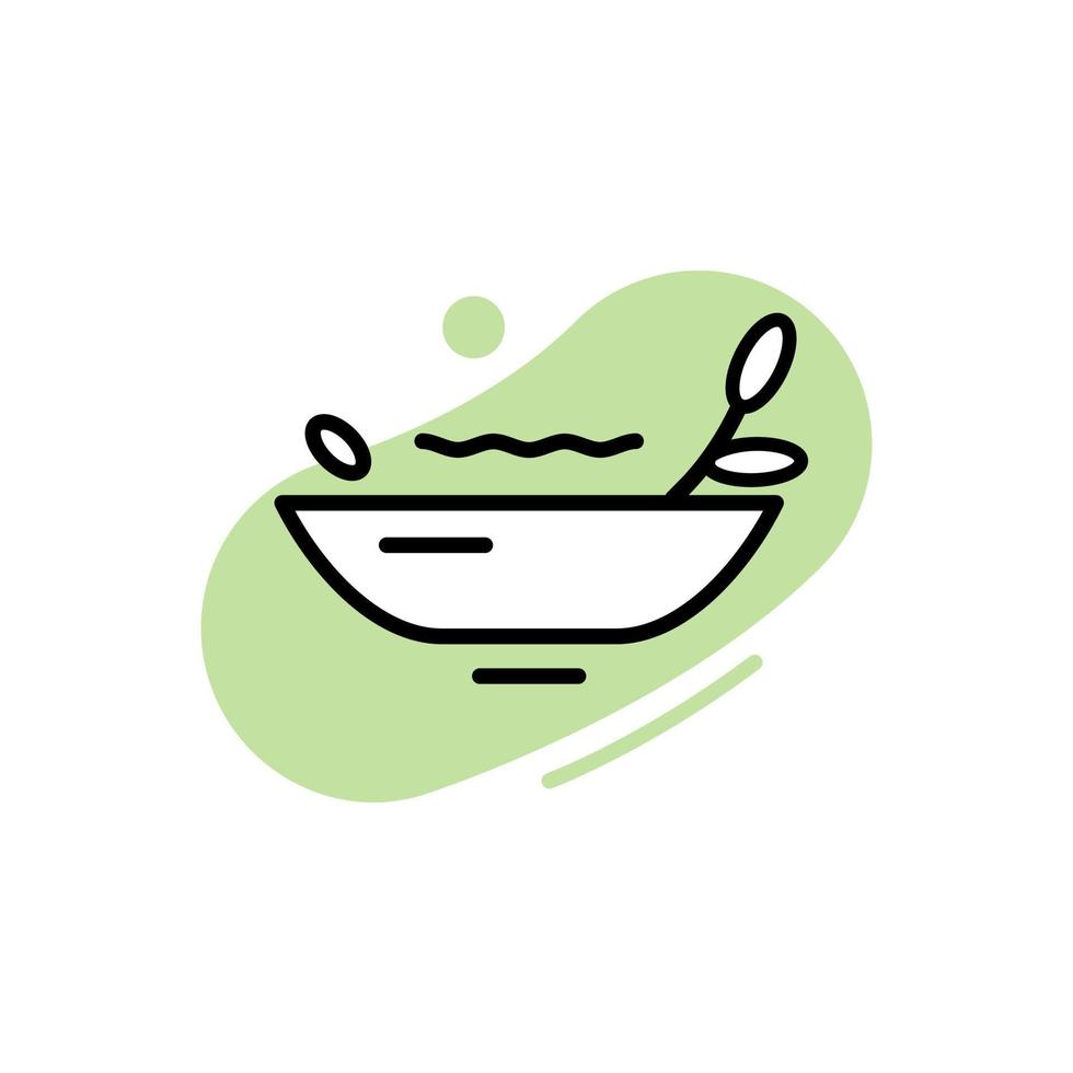 Plant-based meat icon. Line art plate. vector