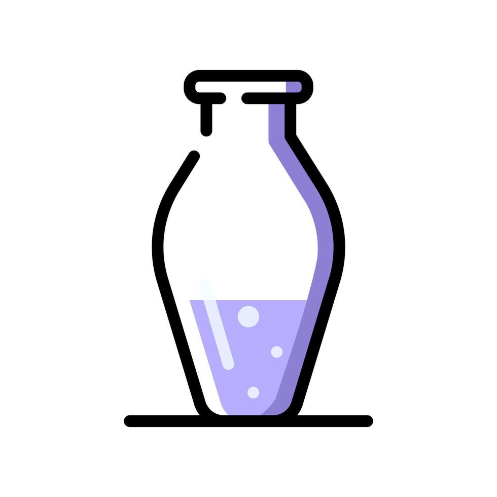 Glass chemistry flask. One purple glass tube. vector