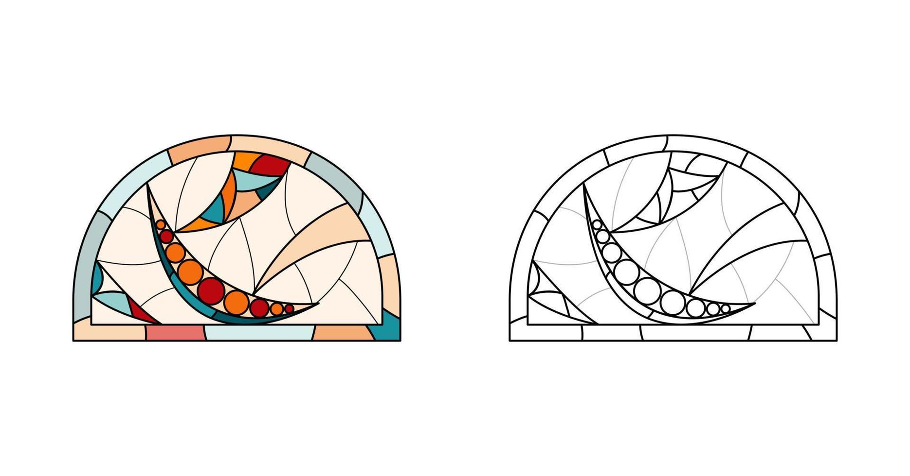 Stained Church glass worksheet for drawing. vector