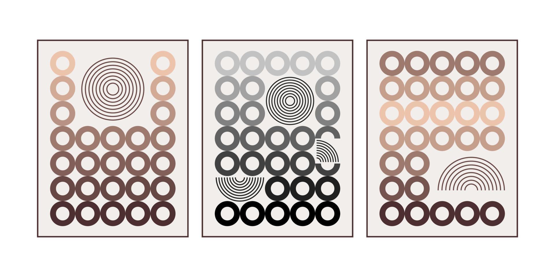 carteles geométricos bauhaus en colores boho. vector