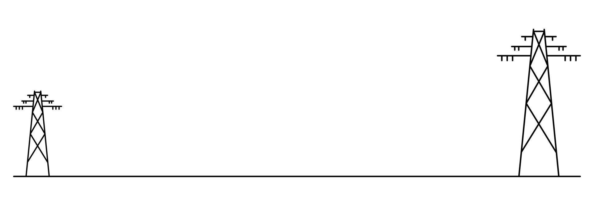 Power line art. Banner with two electric poles. vector