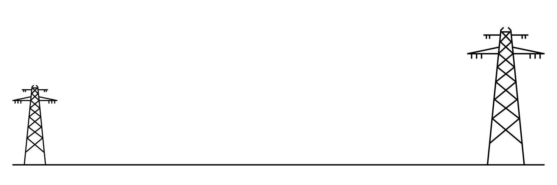 Power line art. Banner with two electric poles. vector