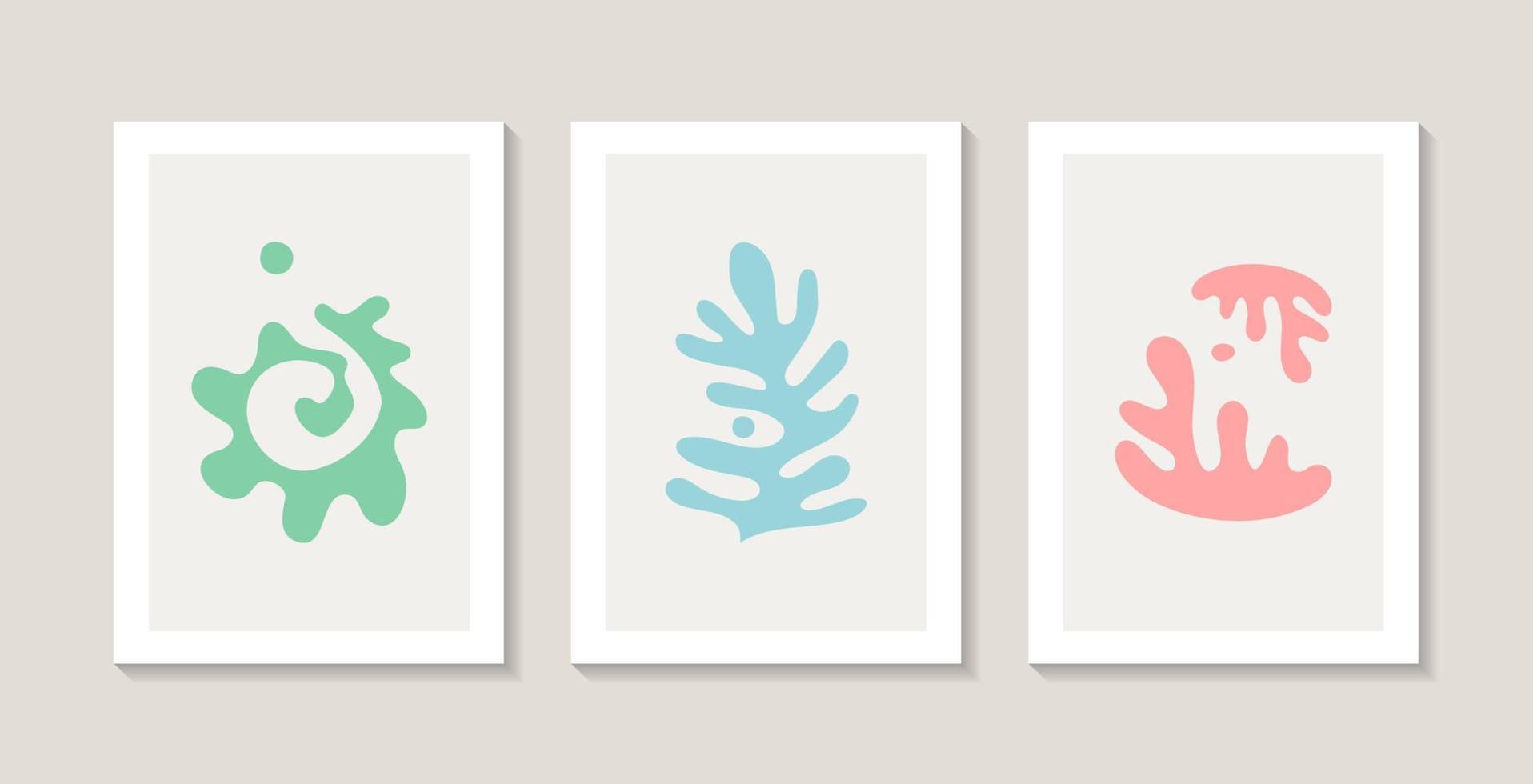 Abstract posters with natural abstract corals. Matisse style. vector