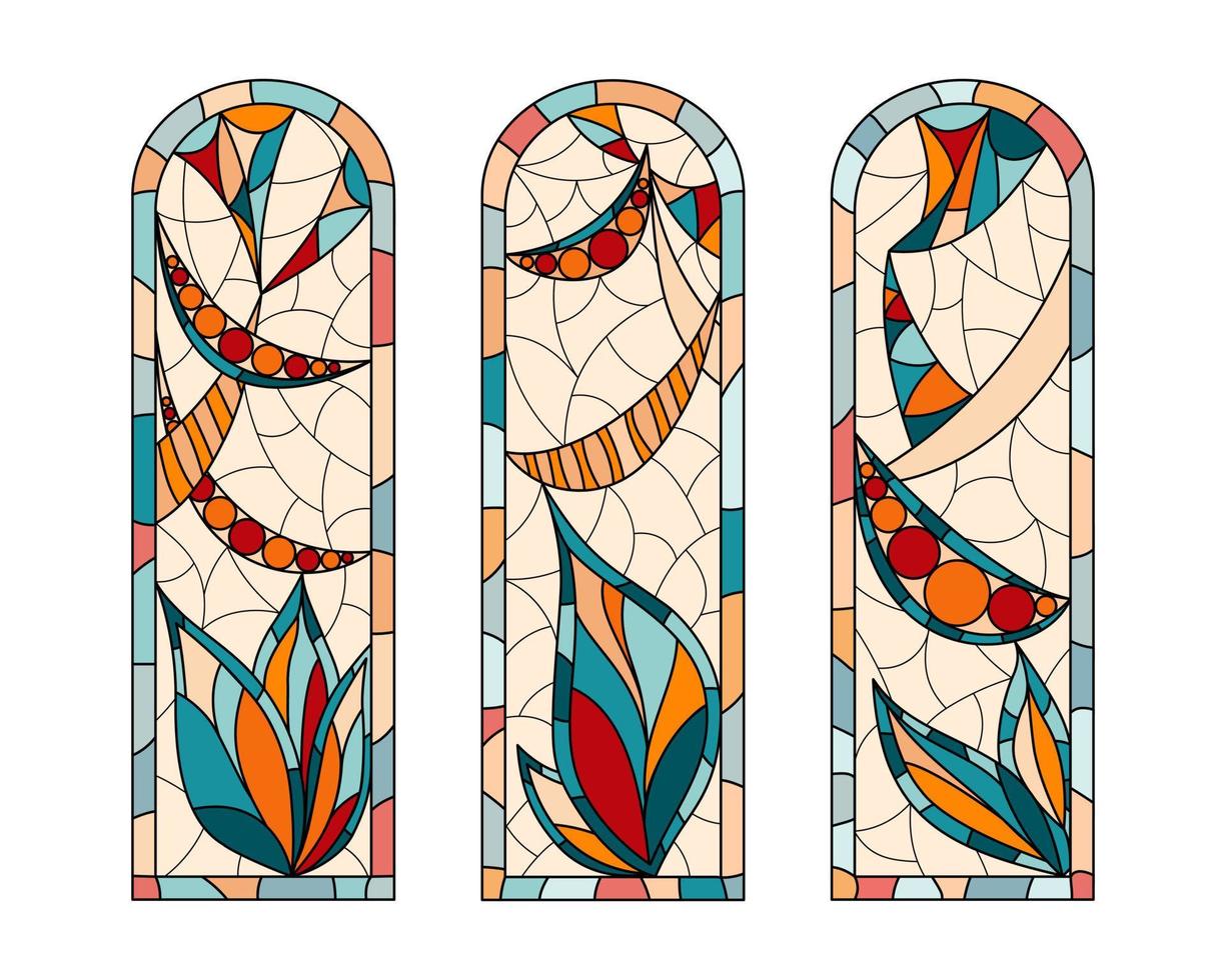 Stained glass windows in a Church. vector