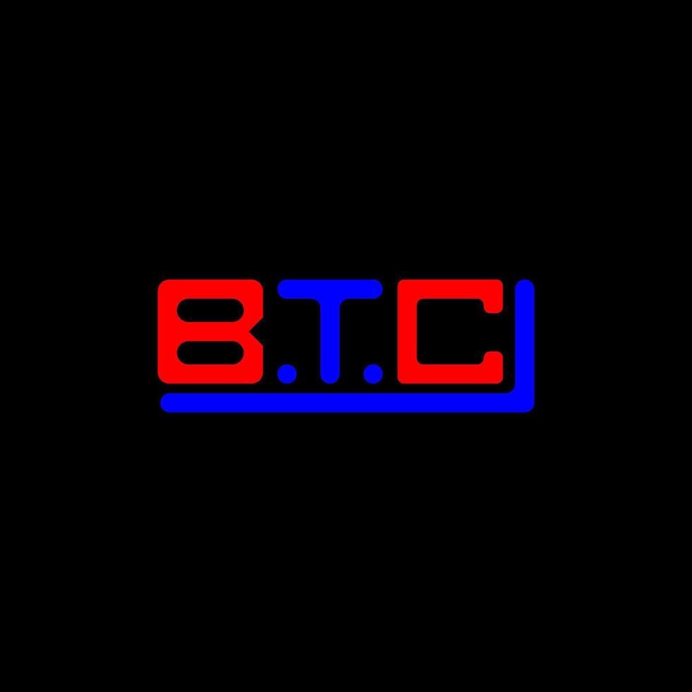 BTC letter logo creative design with vector graphic, BTC simple and modern logo.