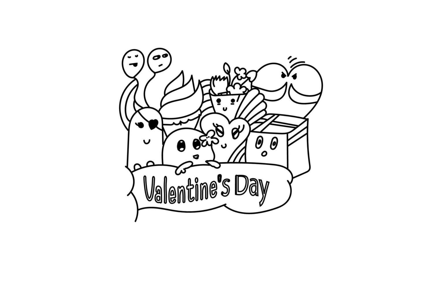 doodle valentine's day vector