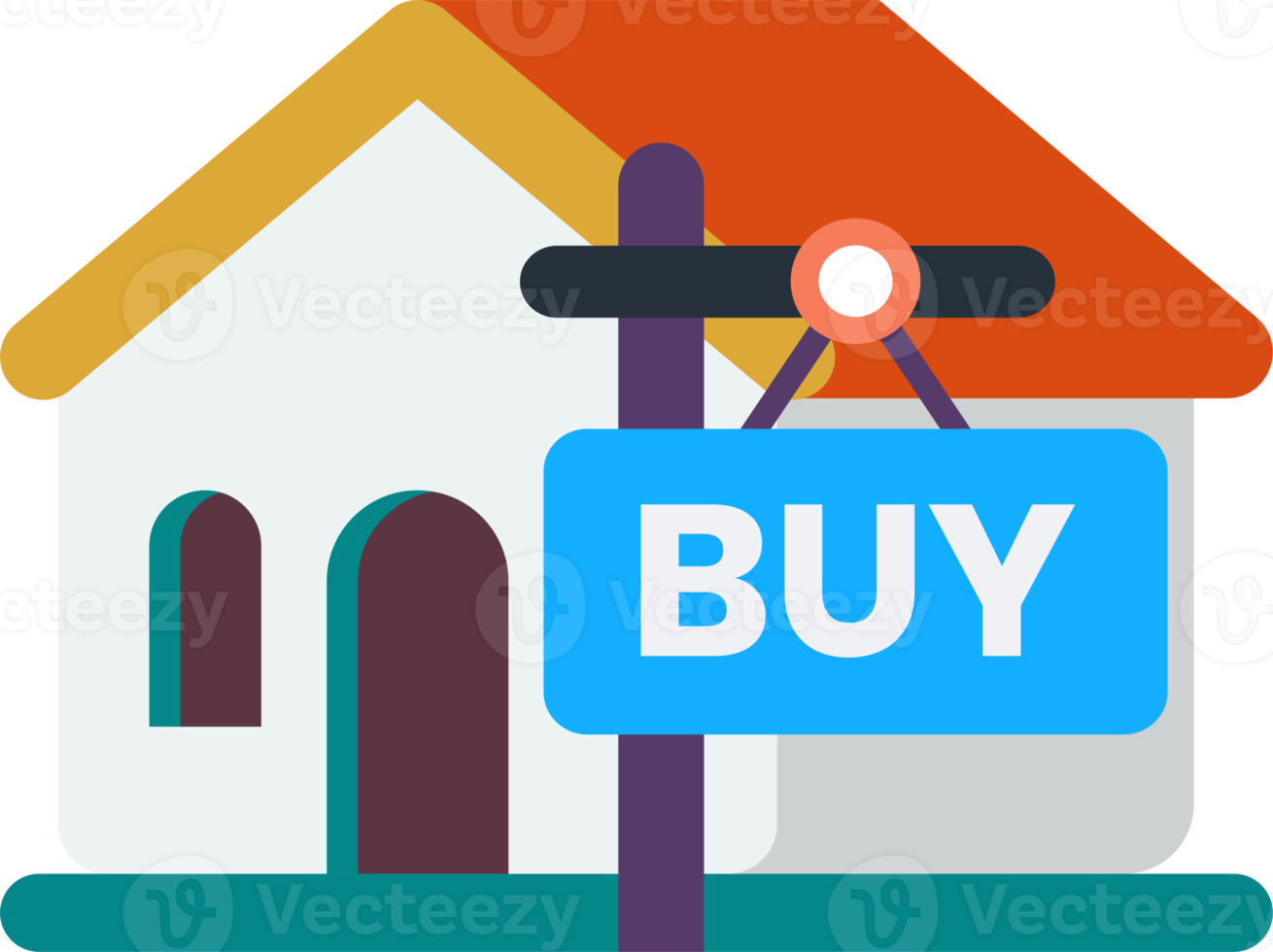 house with buy sign illustration in minimal style png