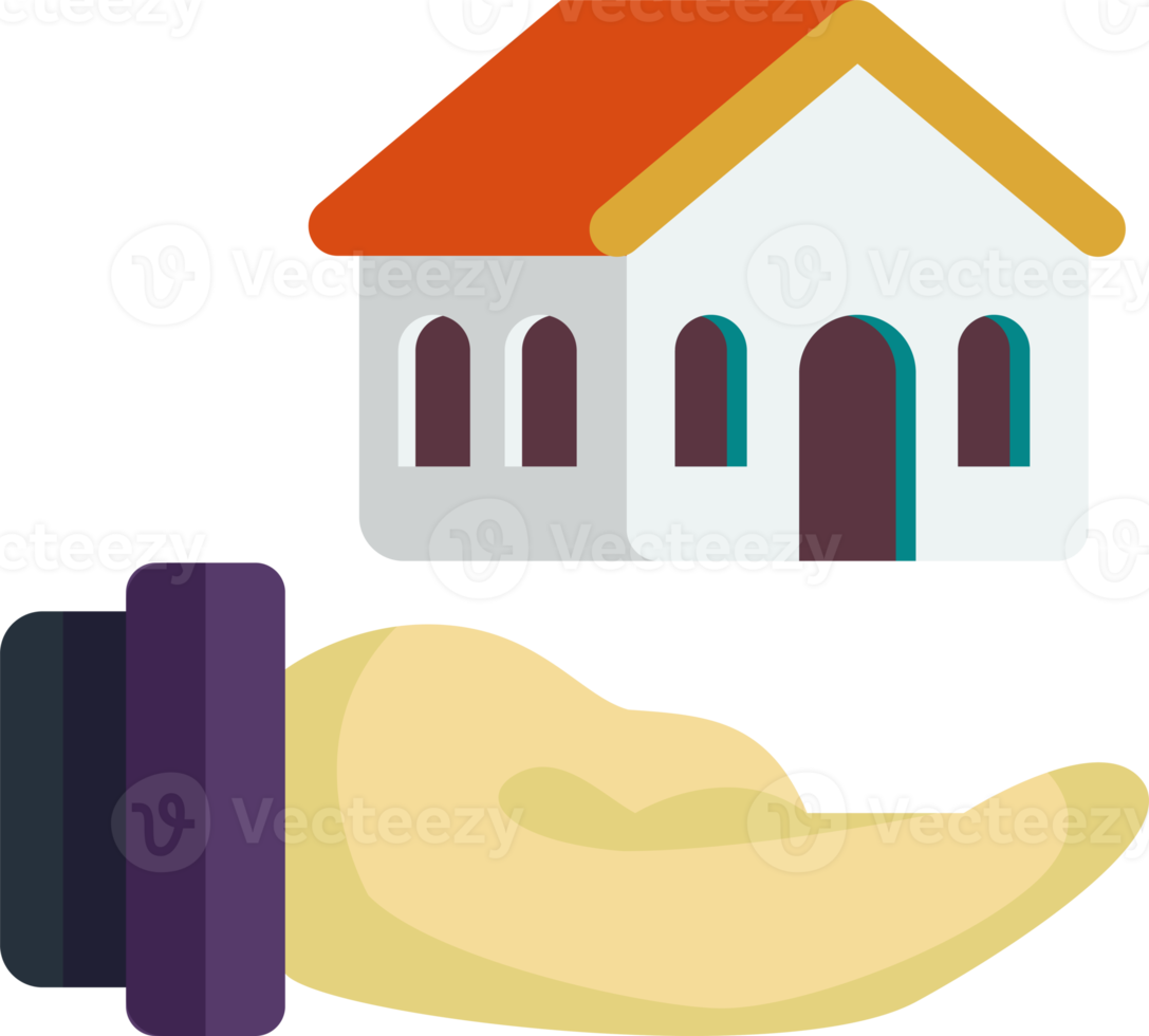 house with hand illustration in minimal style png