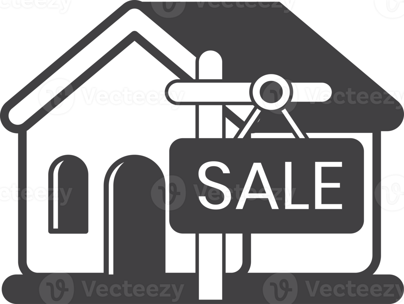 house with sale sign illustration in minimal style png