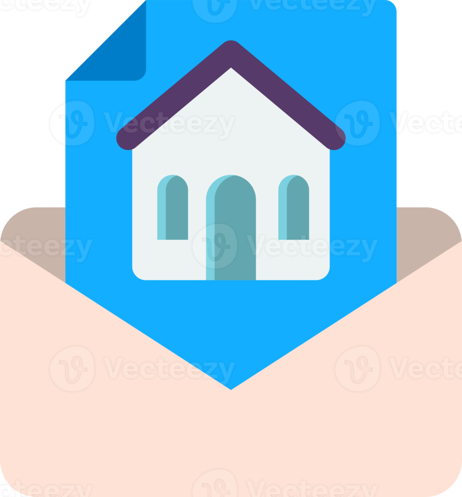 house and envelope illustration in minimal style png