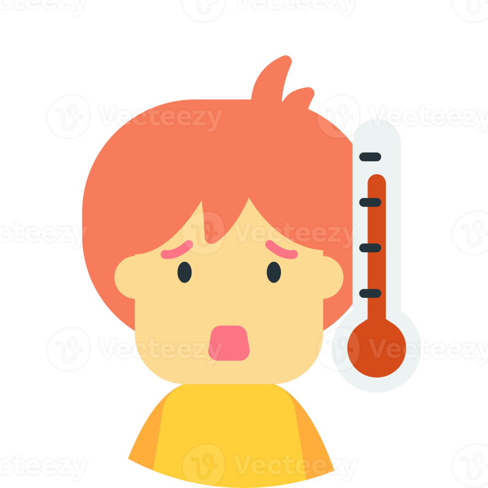 the patient has a fever illustration in minimal style png