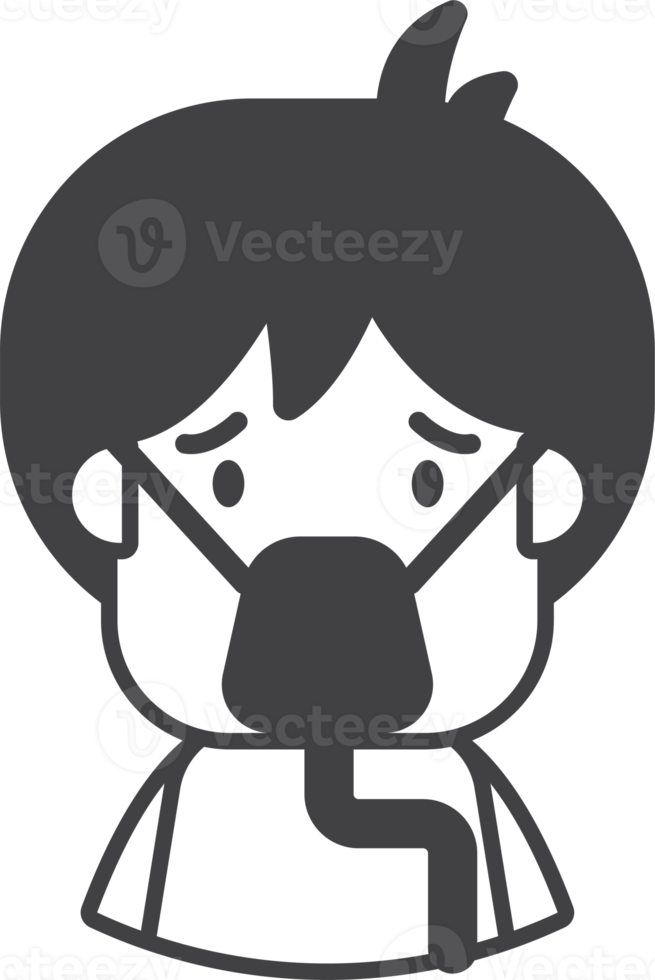 patient avec illustration de tube respiratoire dans un style minimal png