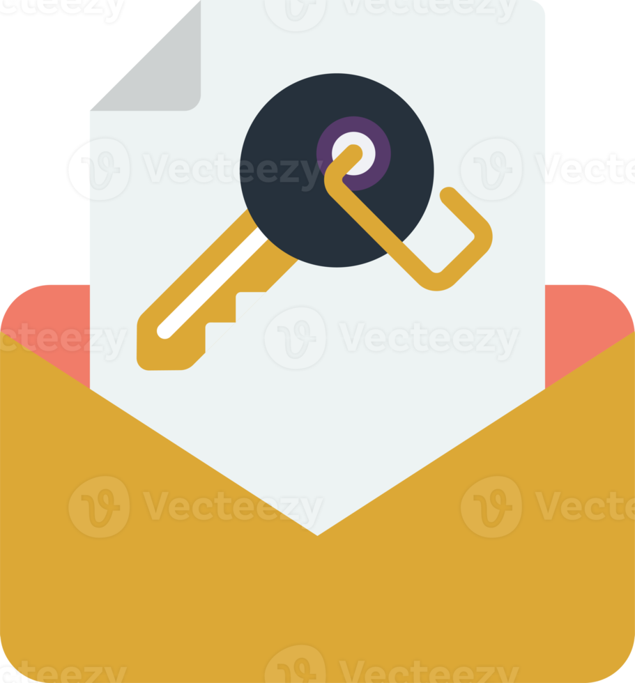 envelope and key illustration in minimal style png