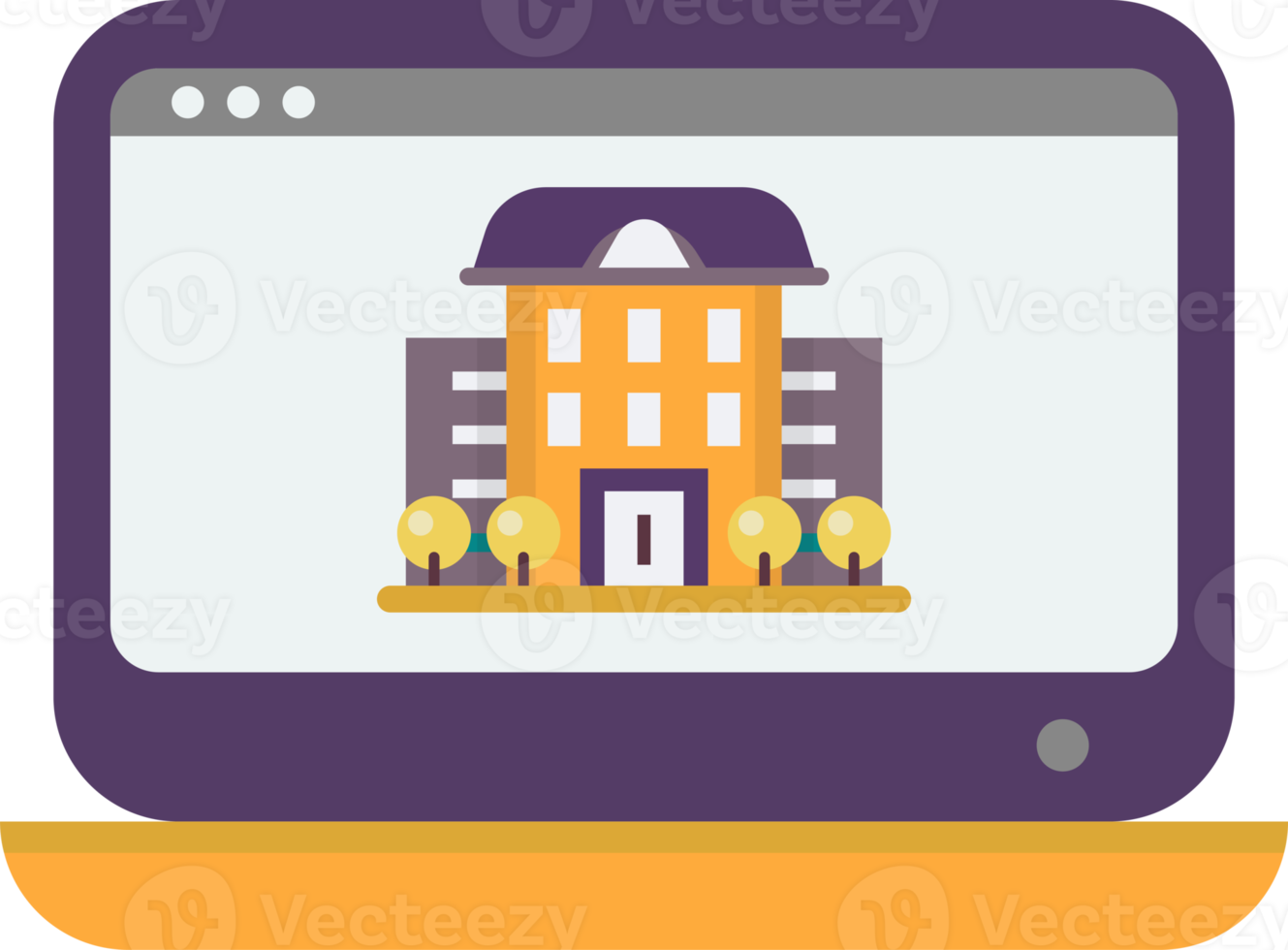 house building and laptop illustration in minimal style png