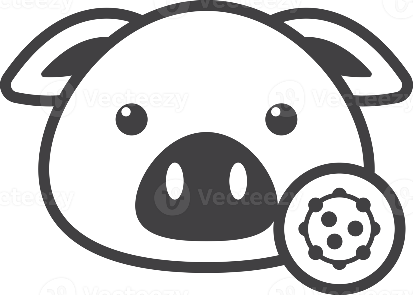 Pig and virus illustration in minimal style png