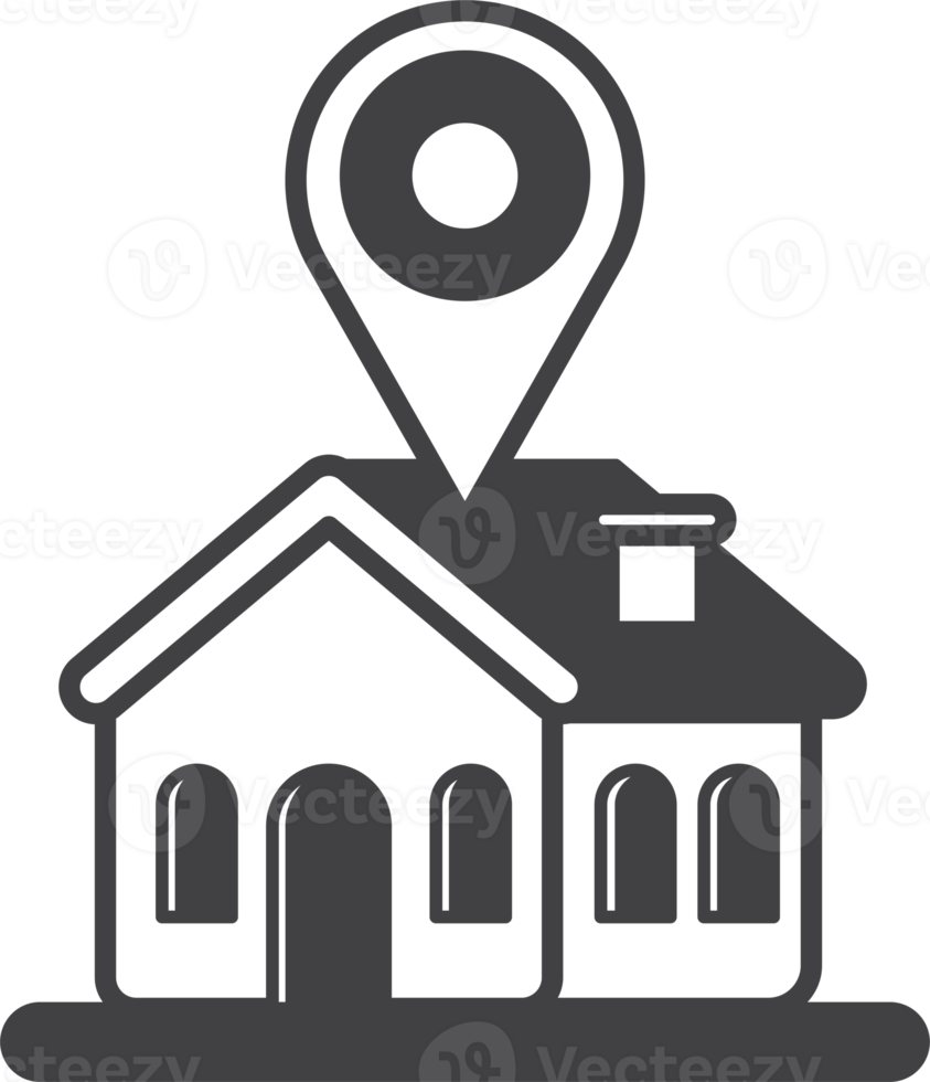 House and location pins illustration in minimal style png