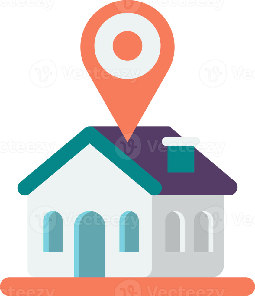 House and location pins illustration in minimal style png