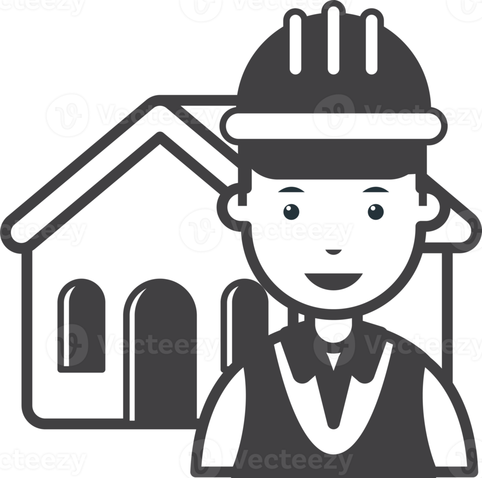 house and engineer illustration in minimal style png