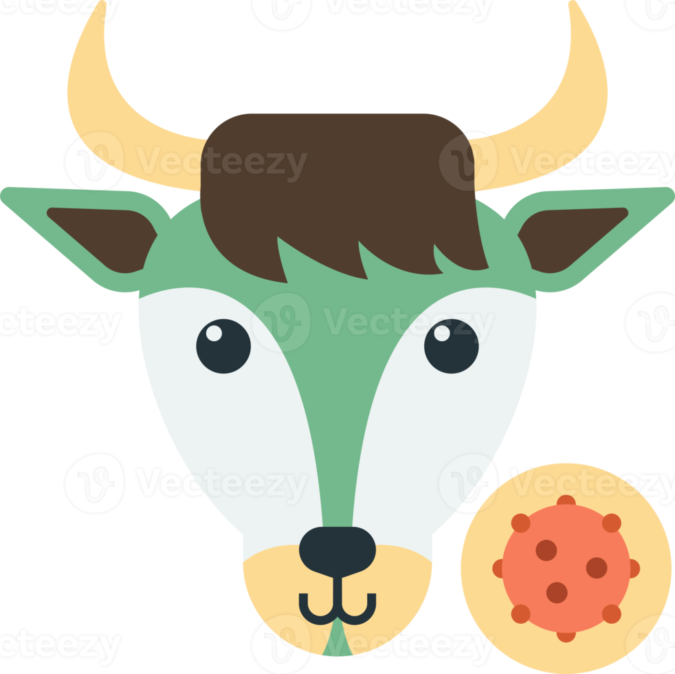 cow and virus illustration in minimal style png