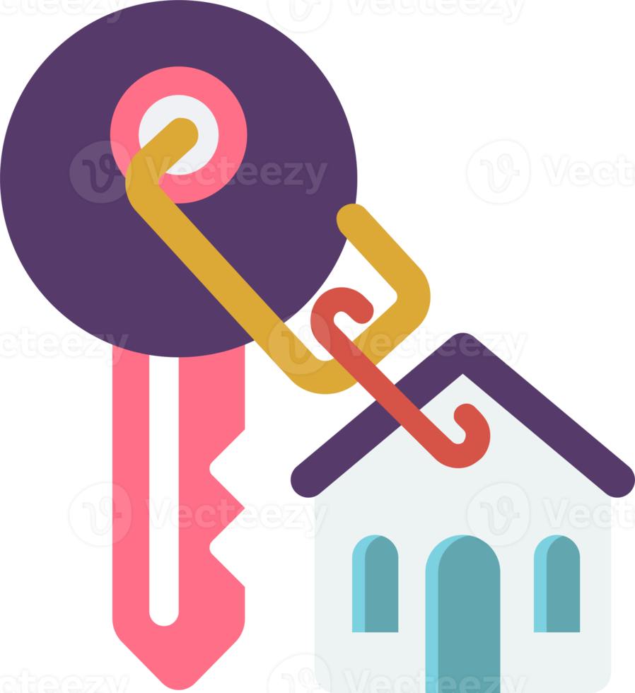 house and keys illustration in minimal style png