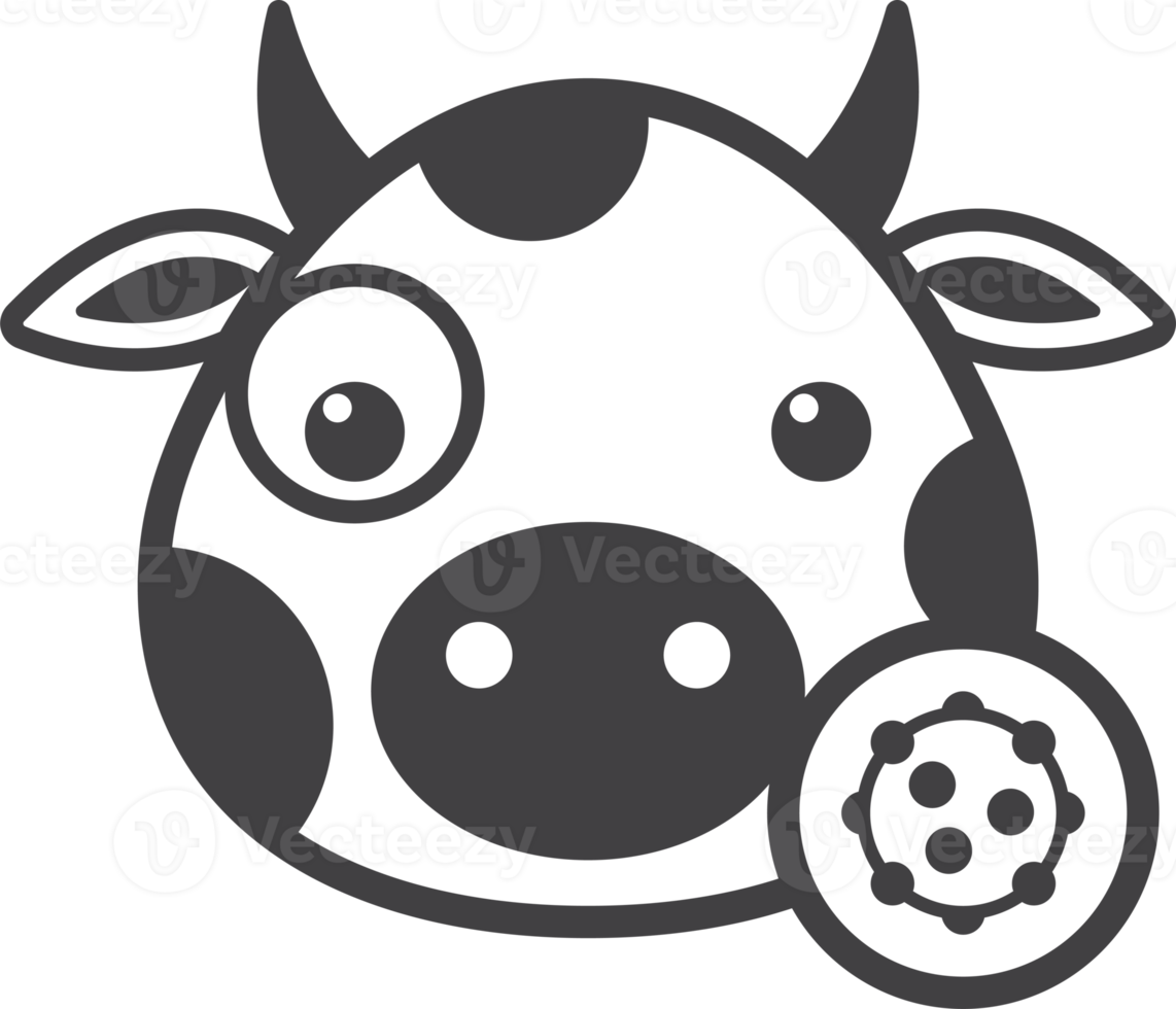 cow and virus illustration in minimal style png