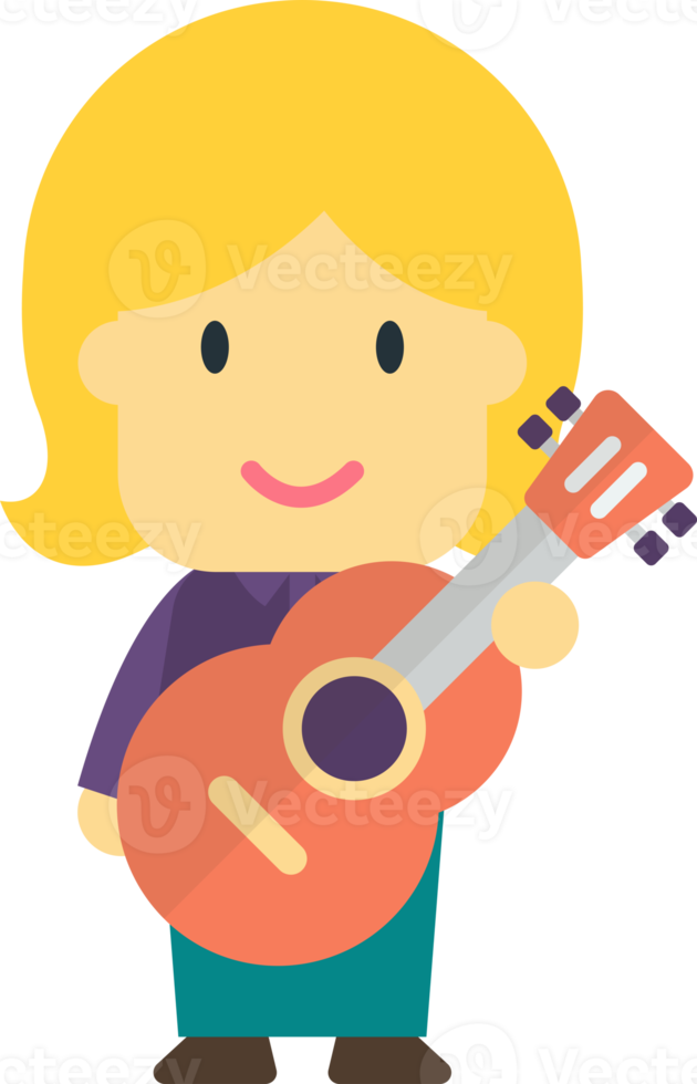 ilustración de guitarrista clásico en estilo minimalista png