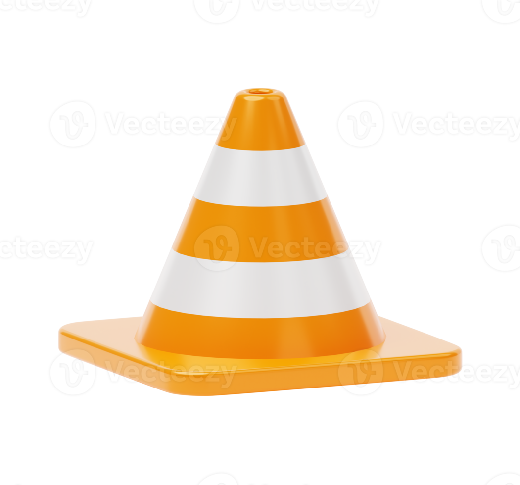 Traffic cone safety road construction danger sign 3d icon mockup illustration png