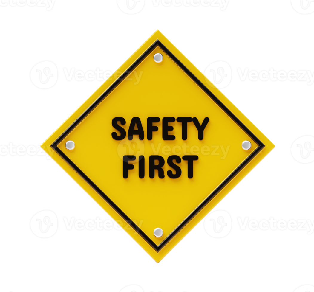 Safety First Sign emergency security danger warning 3d icon mockup illustration png