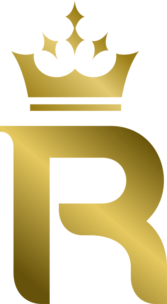 brief r Koninklijk kroon luxe logo ontwerp png