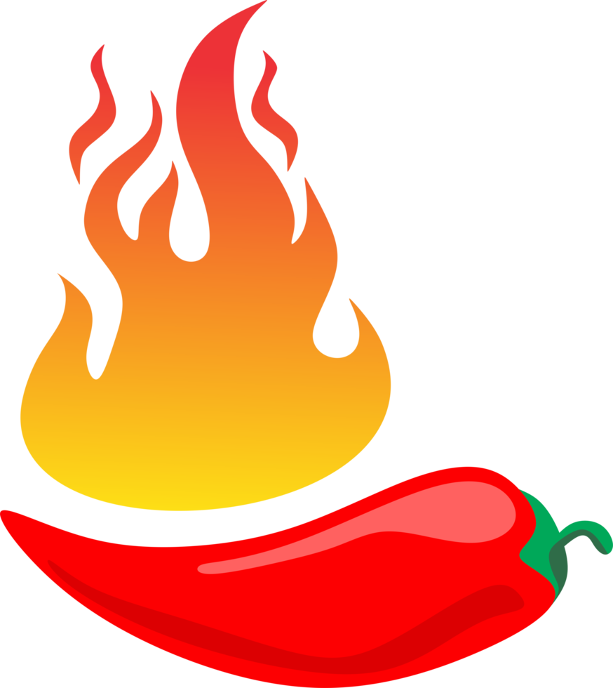 Red hot chili pepper in fire png