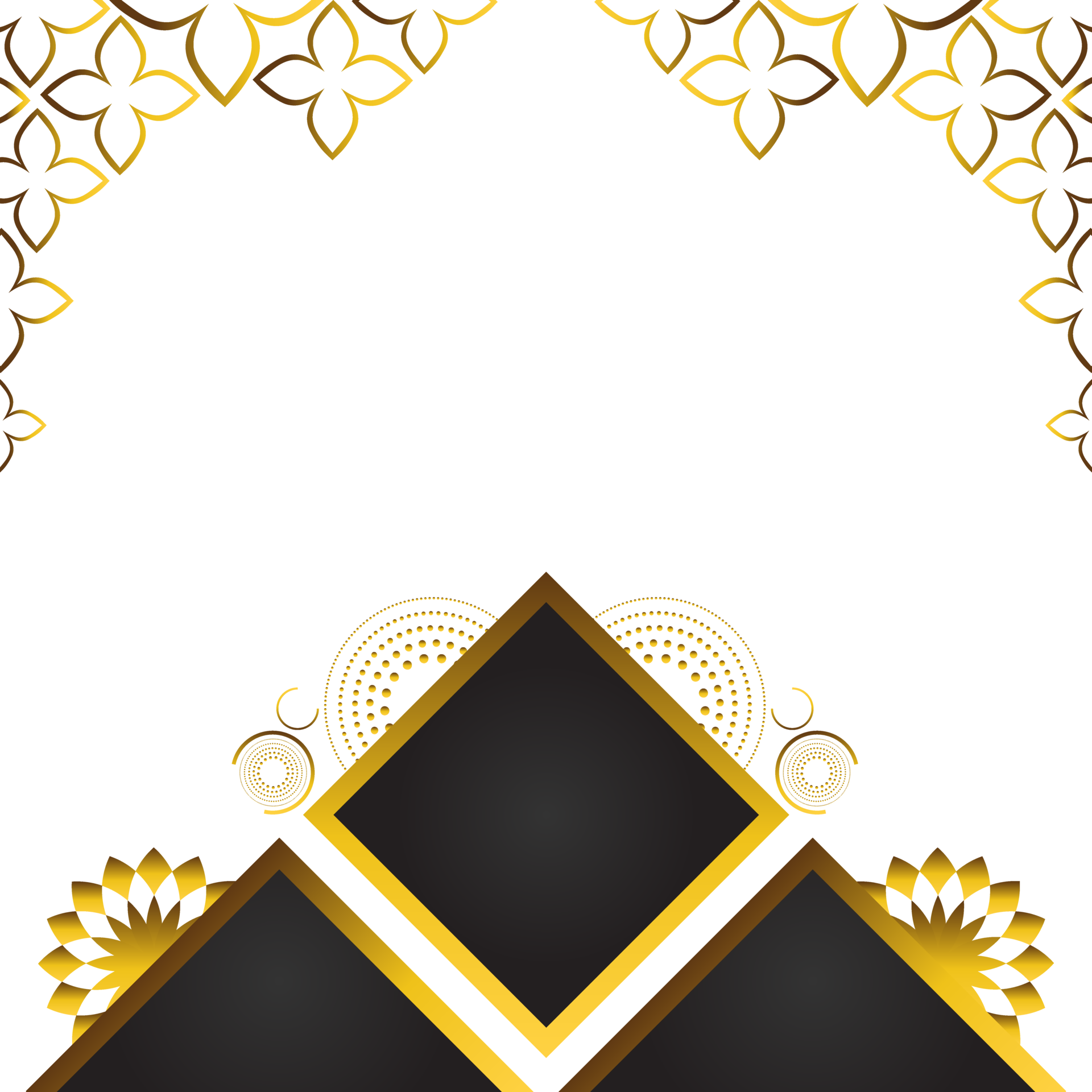 Abstract black background with golden floral ornament. 18867228 PNG