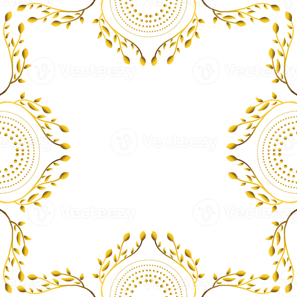 Abstract black background with golden floral ornament. png