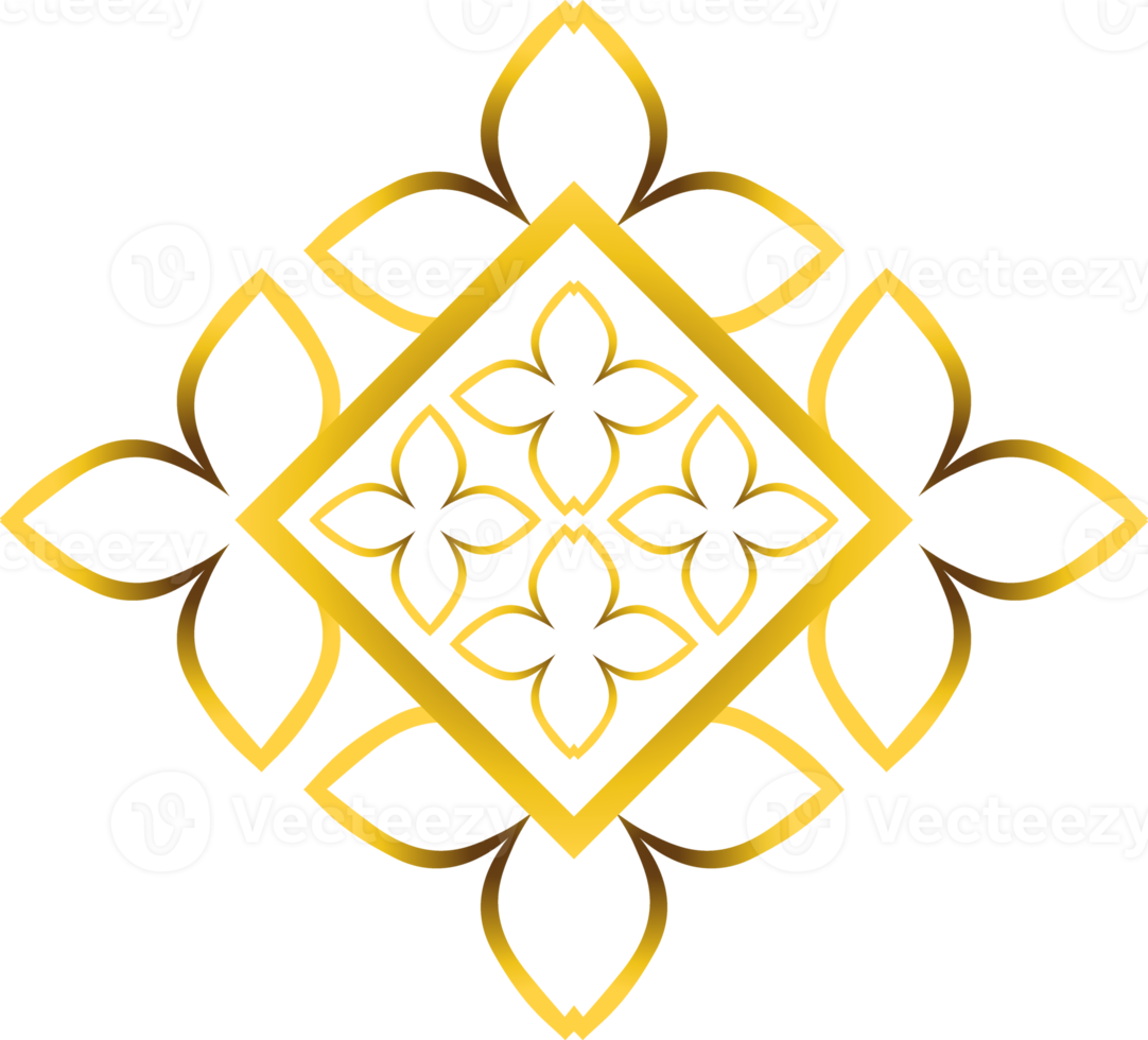 golden floral ornament illustration for design element png