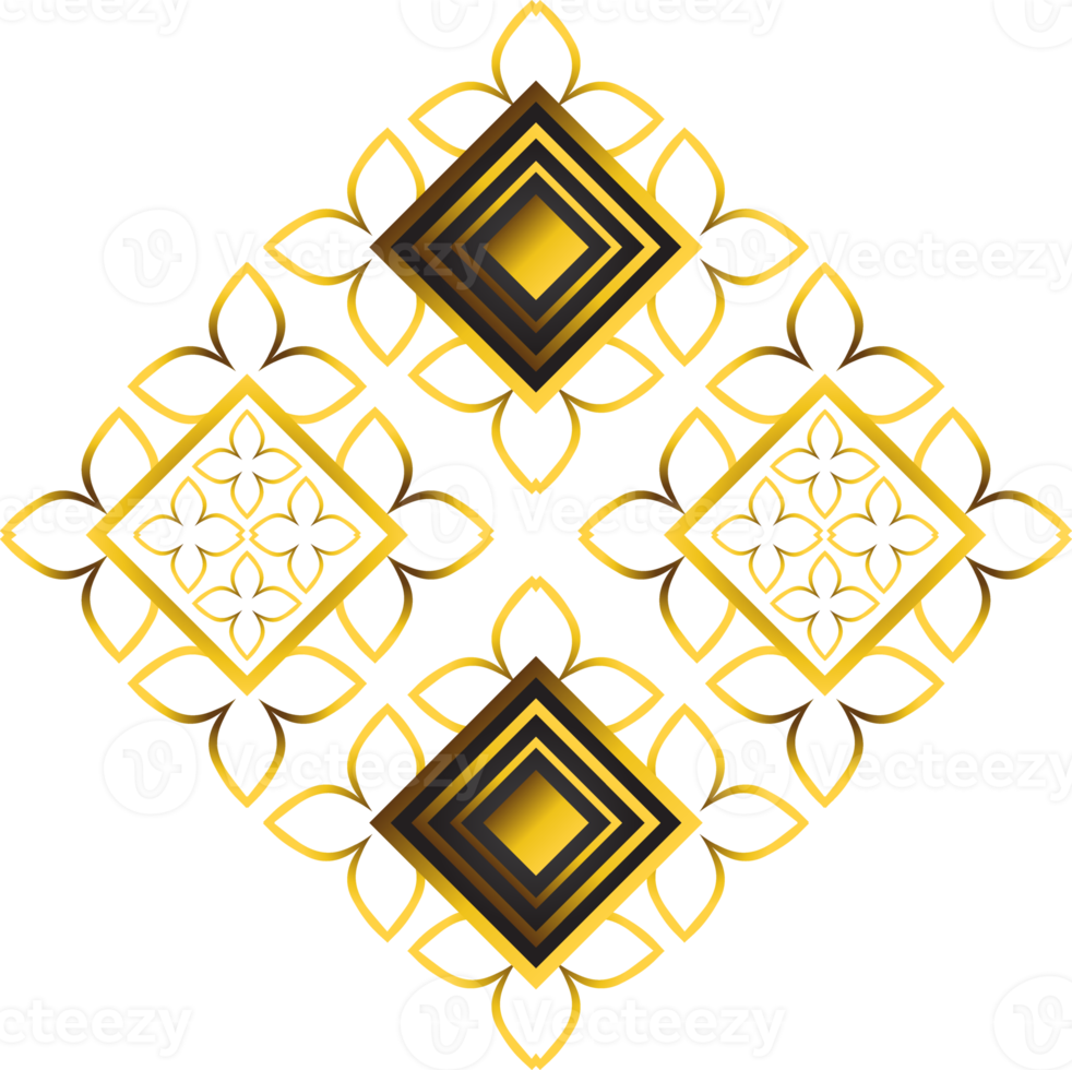 golden floral ornament illustration for design element png