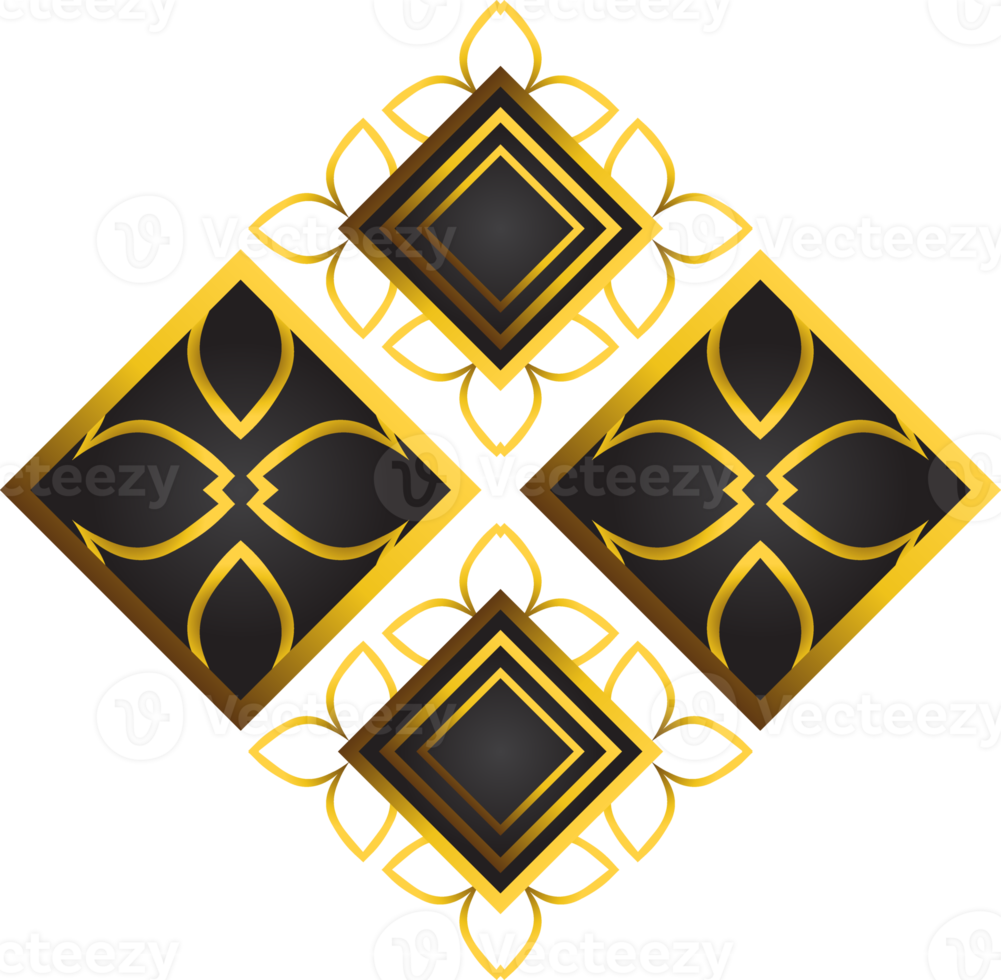 golden floral ornament illustration for design element png