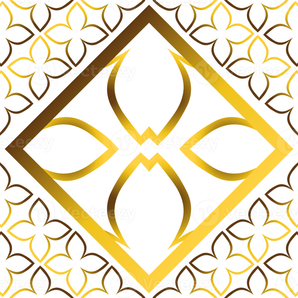 abstract zwart achtergrond met gouden bloemen ornament. png