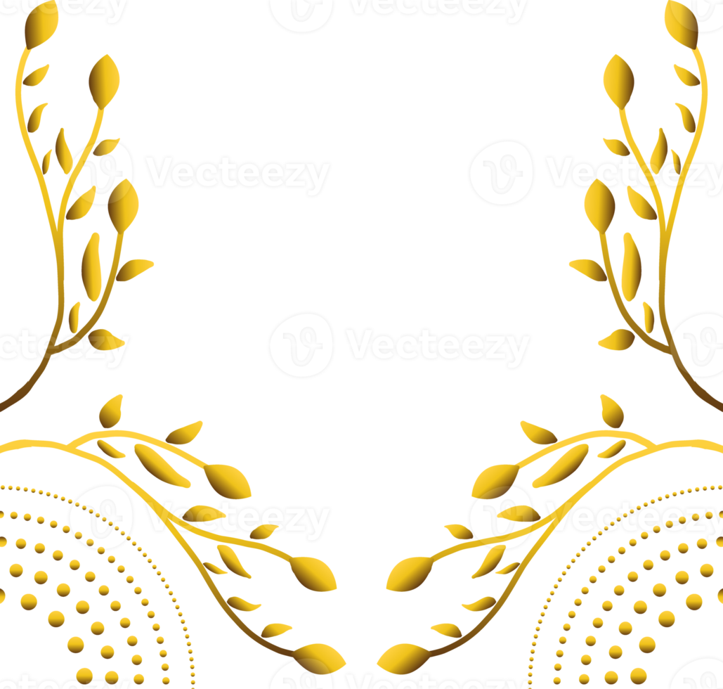 Abstract black background with golden floral ornament. png