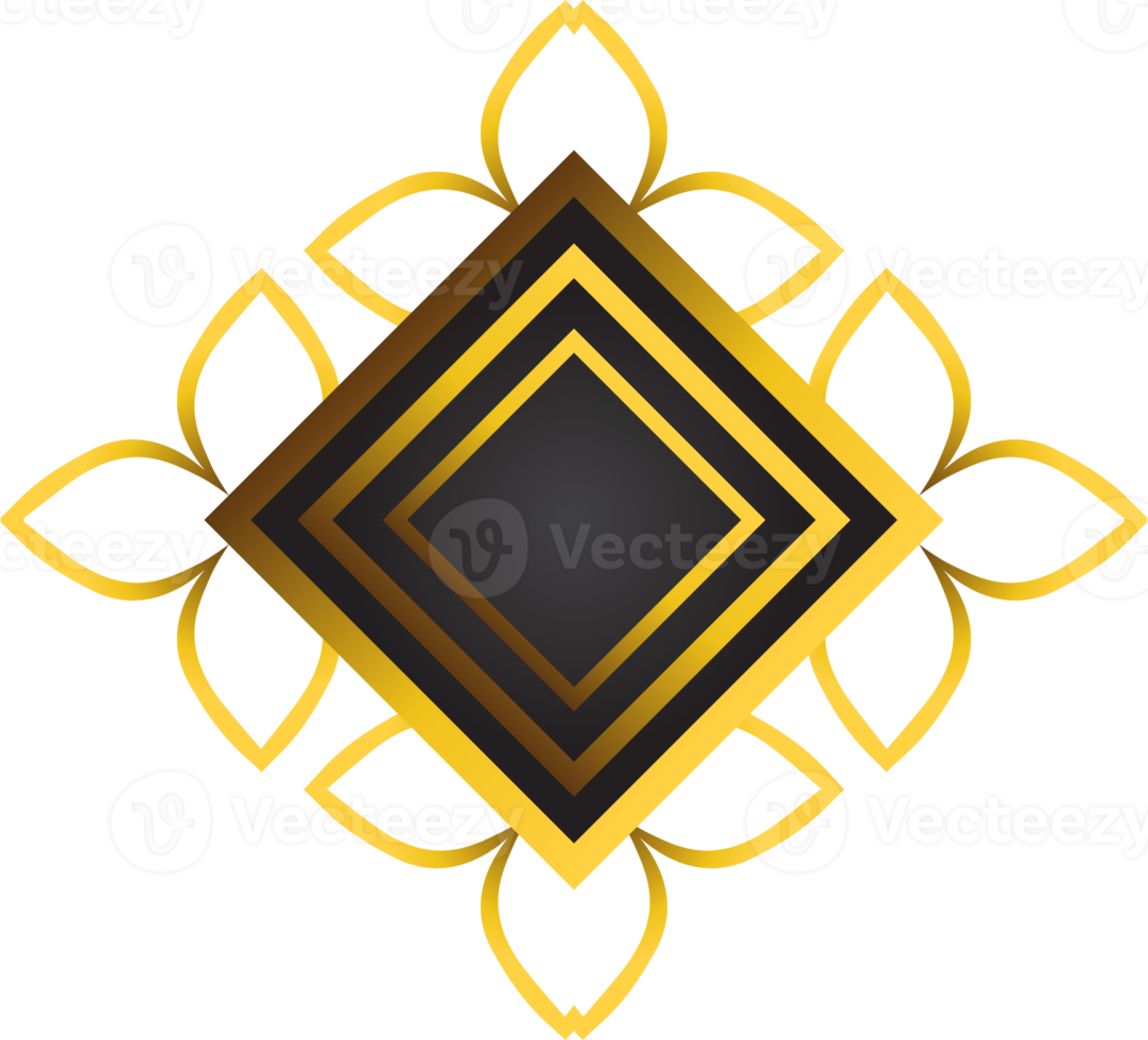golden floral ornament illustration for design element png