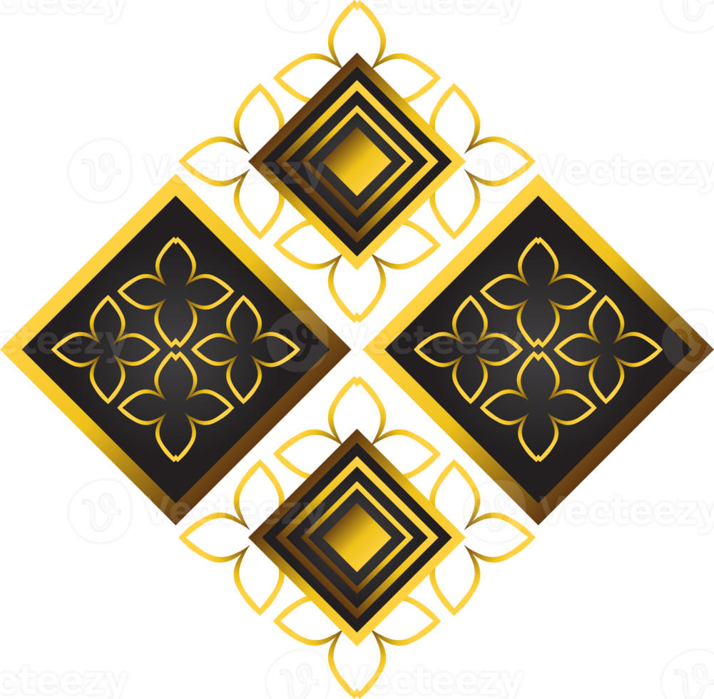 ilustração de ornamento floral dourado para elemento de design png