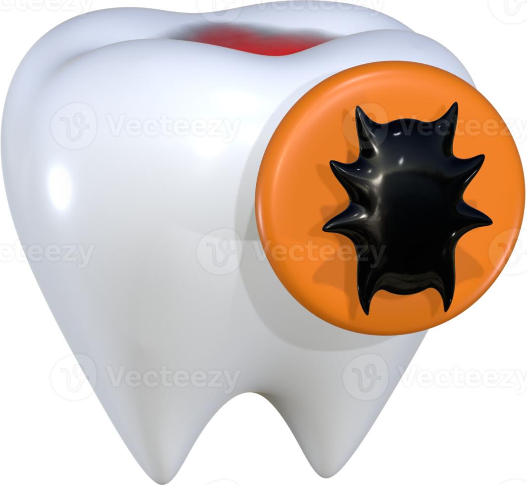 tanden verval 3d icoon illustratie. png