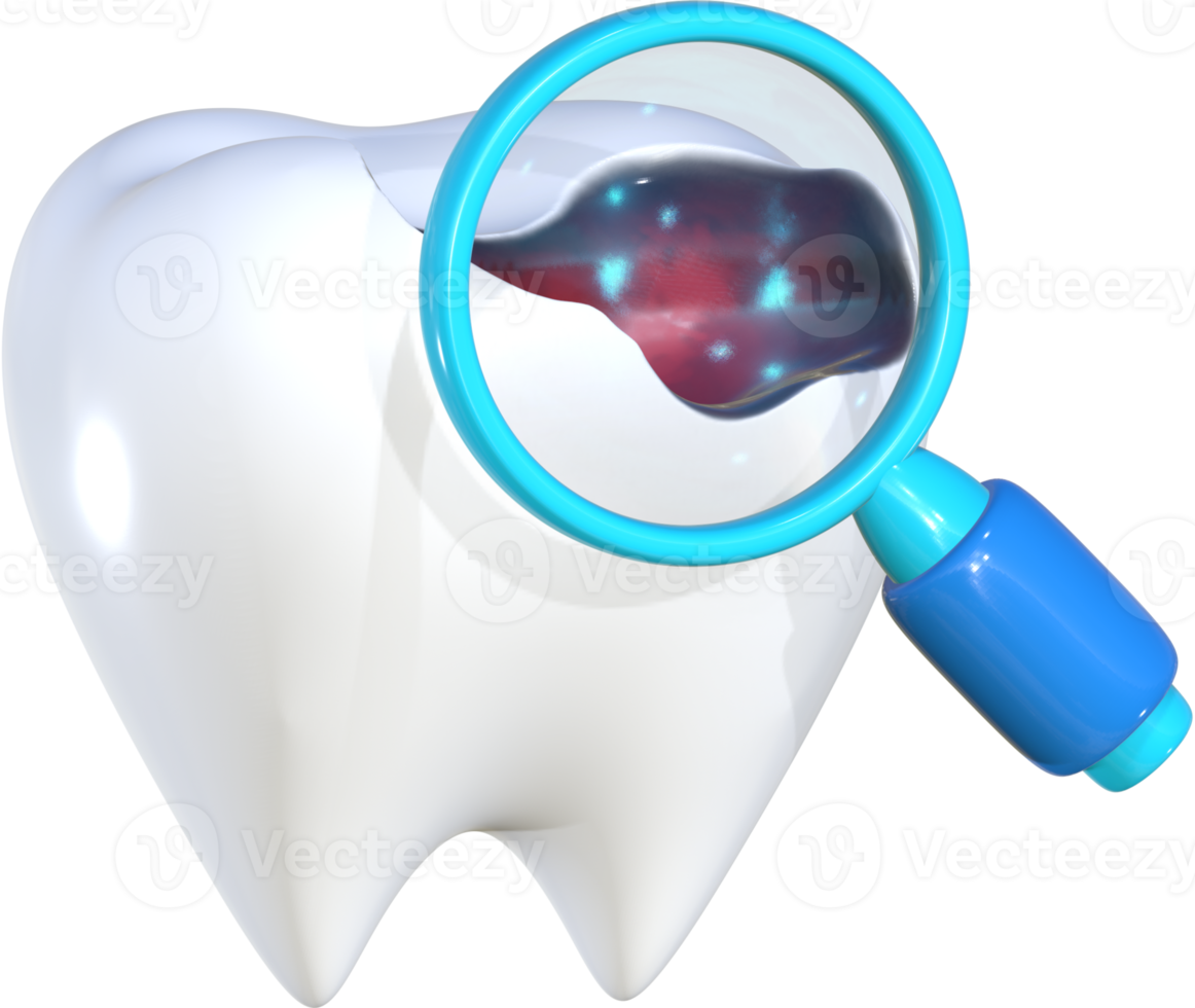 ilustración de icono 3d de caries dental. png