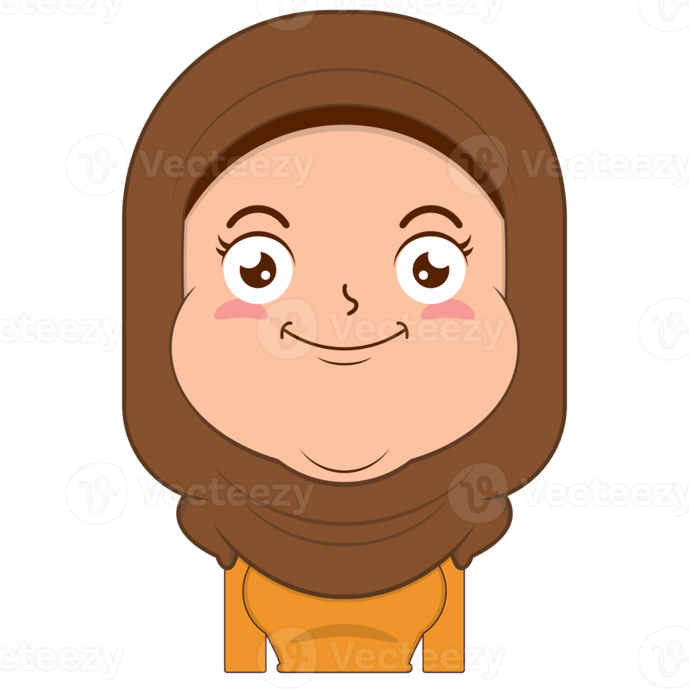 muslim girl smile face cartoon cute png