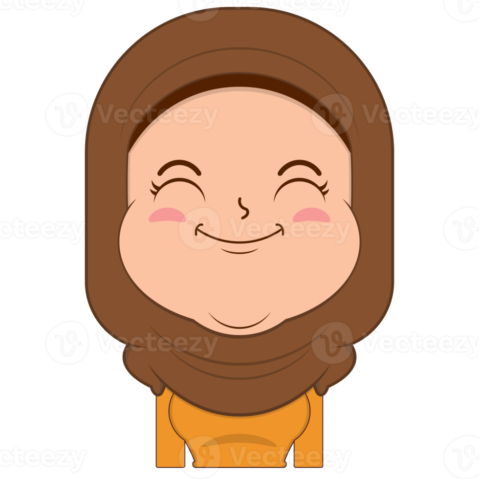 fille musulmane sourire visage dessin animé mignon png