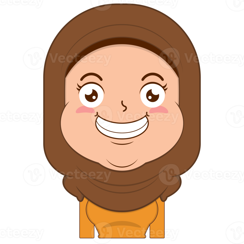 muslim girl happy face cartoon cute png