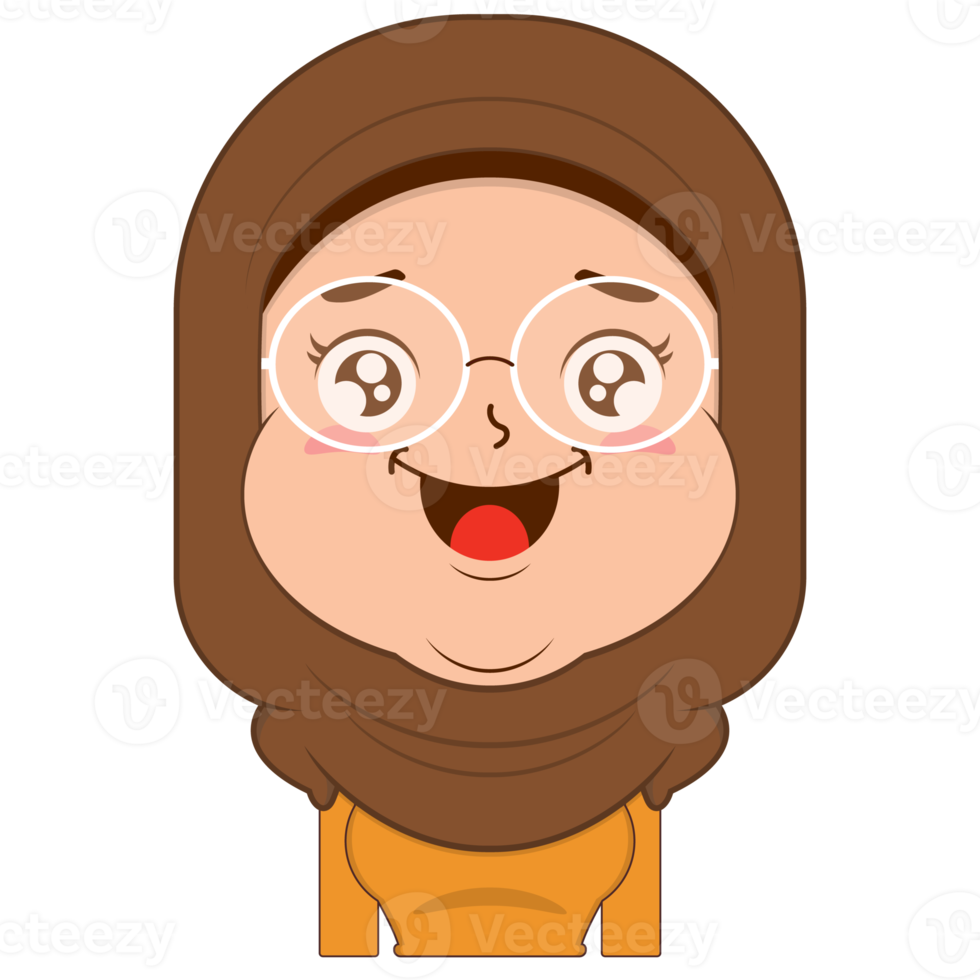 muslim girl happy face cartoon cute png