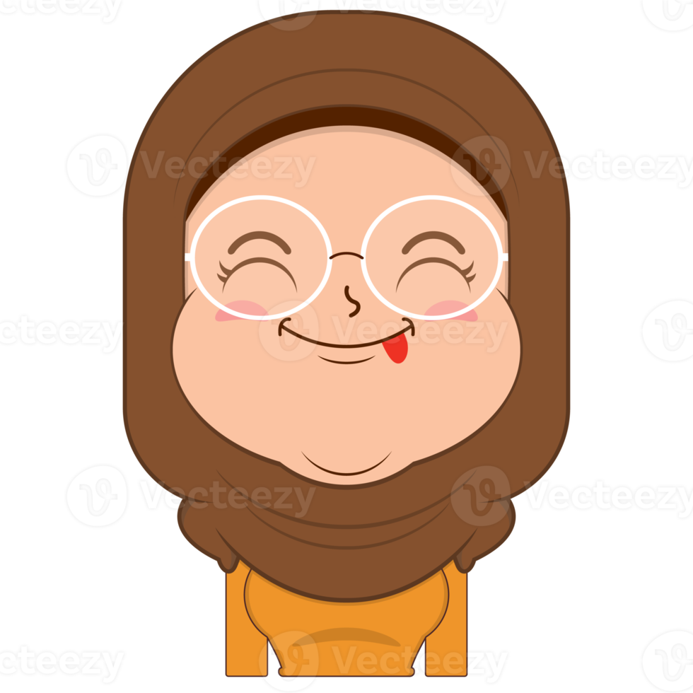 muslim girl playful face cartoon cute png
