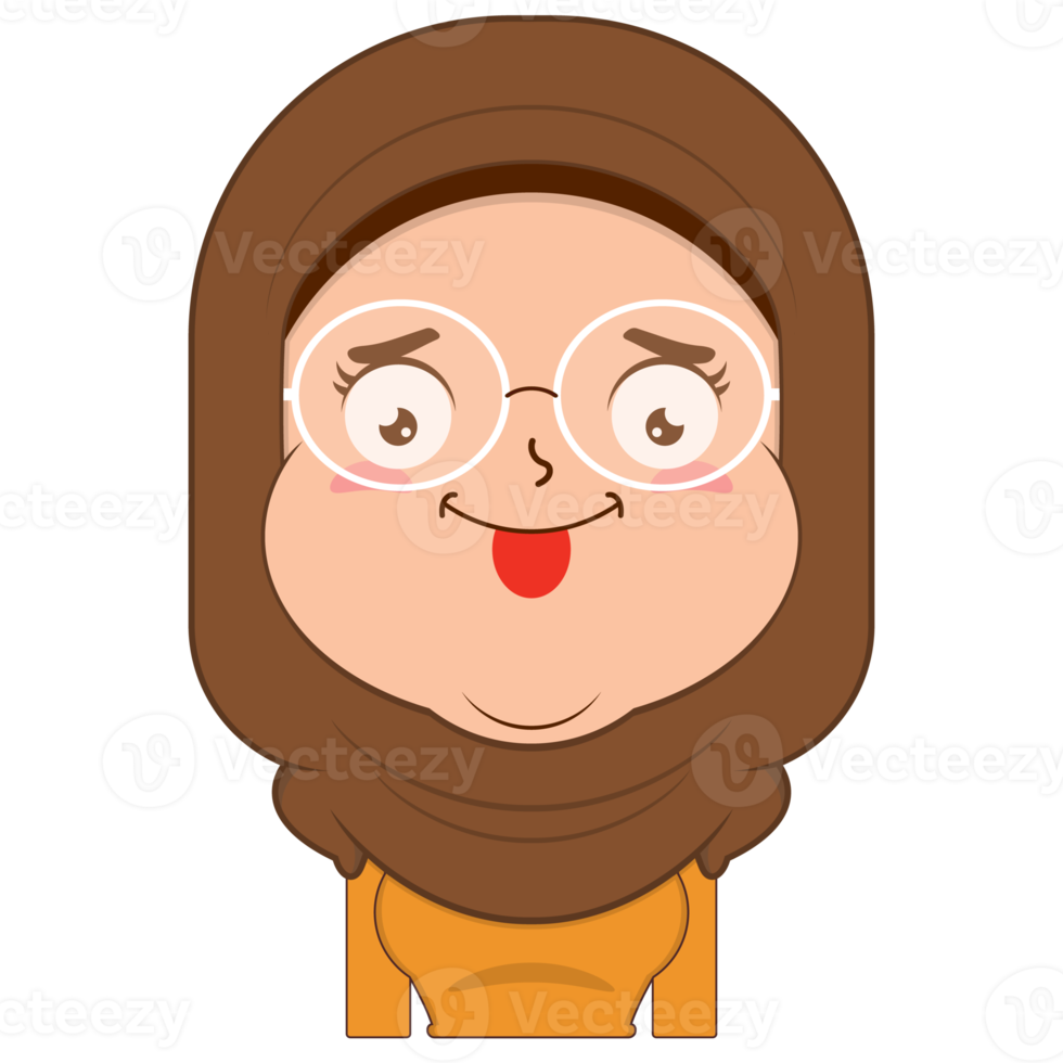 fille musulmane visage ludique dessin animé mignon png