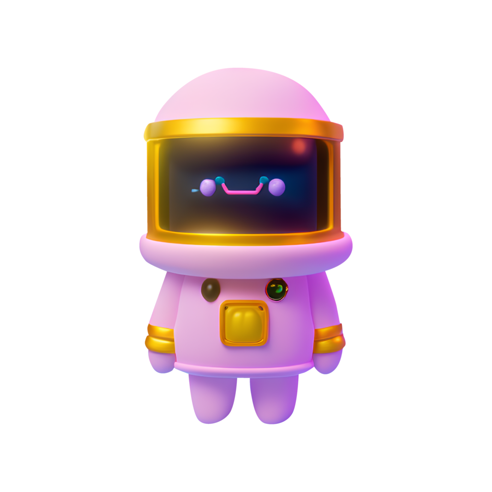 3D Render de un conejito astronauta color rosa aislado sobre fondo blanco. png